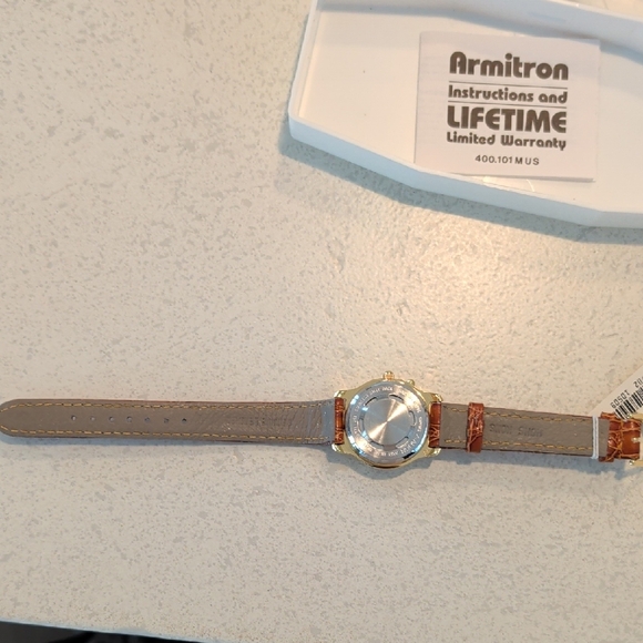 Armitron Musical Watch with Gold Case and Brown Strap - Picture 4 of 5